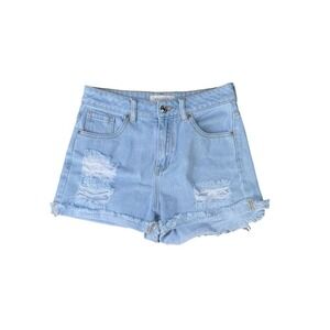 PacSun Cuffed Hem Mom Jean Shorts Women's Size 25 High Rise Cotton Denim Blue